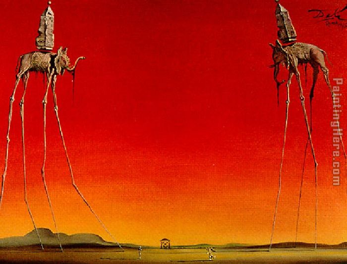 Les Elephants painting - Salvador Dali Les Elephants art painting